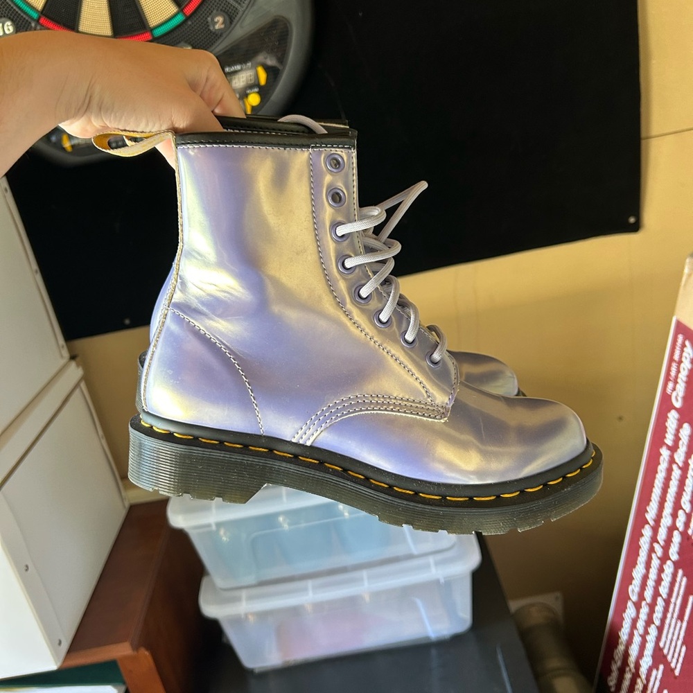 Dr. Martens Purple and Tan Boots